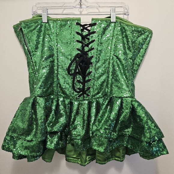 🌺 Green Sequin Sparkly Corset - Tinkerbell Costume - Picture 4 of 8
